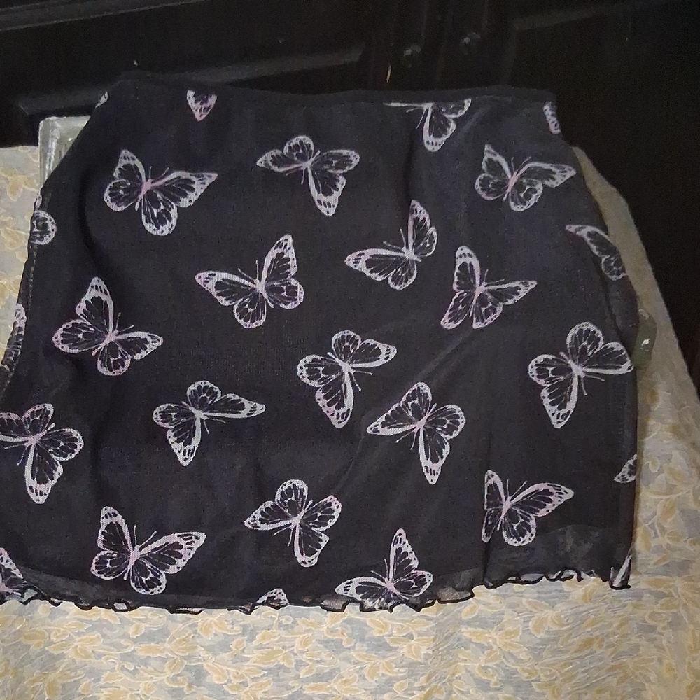 Art Class Black Skirt with Butterfly Design